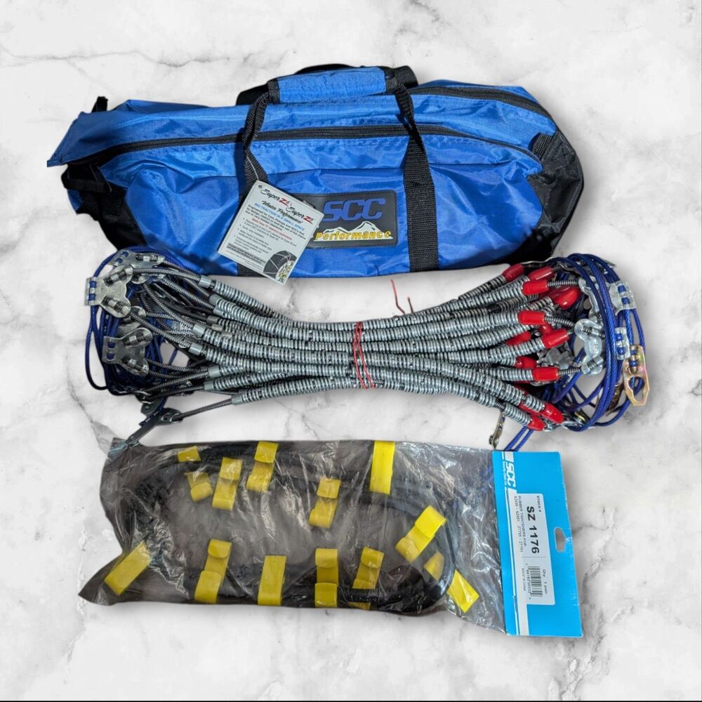 SCC Peerless Super Z6 SZ435 Snow Tire Cable Chains Pair Tighteners Bag New